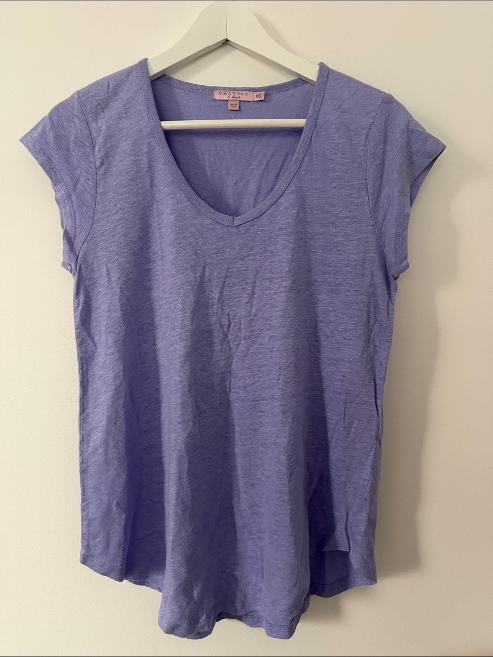 Calypso St. Barth Lilac V-Neck Cap Sleeve Tee